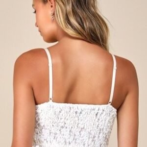 Lulus Sensationally Flirty White and Beige Lace Bustier Cami Top